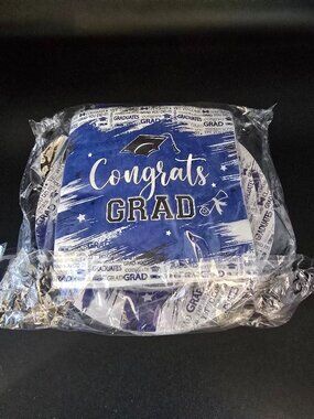 Graduation Party Tableware Set 24 Guest Navy Blue Congrats Grad NIB